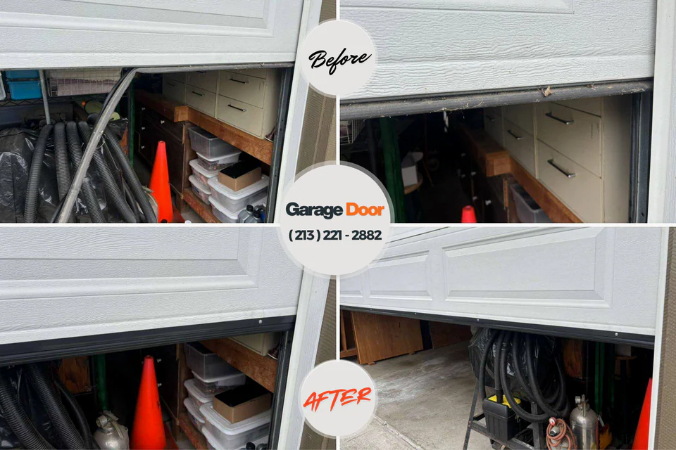 Before and after: garage door repair Glenmont, MD